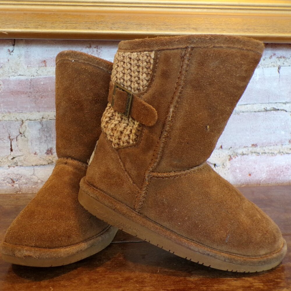 Bearpaw Brown Suede & shearling W/ Belt Buckle Toddler Boots Size 11